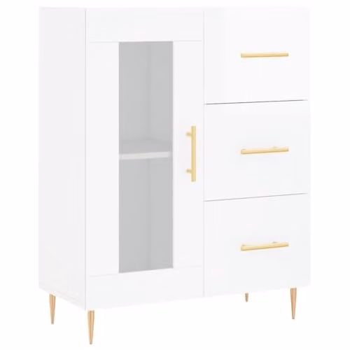 vidaXL Modern High Gloss White Sideboard in Engineered Wood W/D/H: 69.5 x 34 x 90 cm – 1
