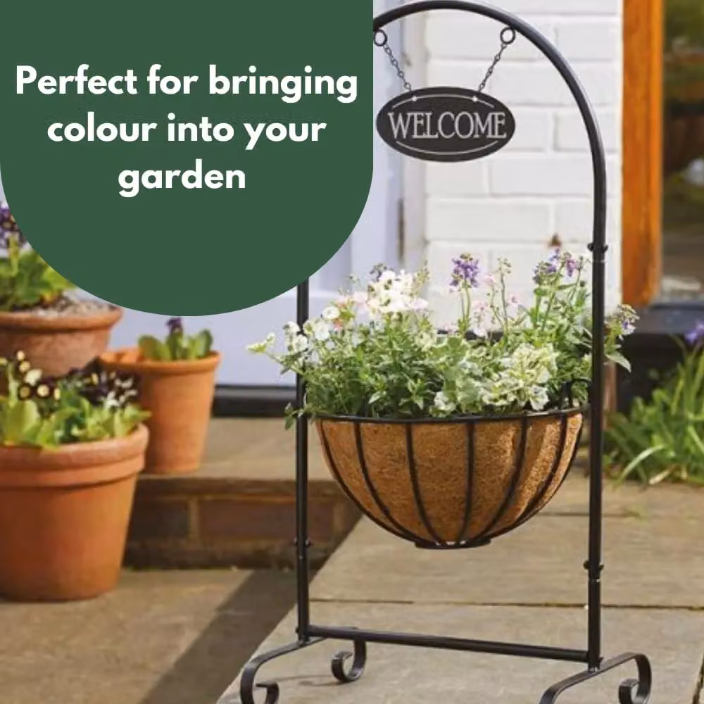 Marco Paul Black Steel 12 inch Planter with Welcome Sign – 5
