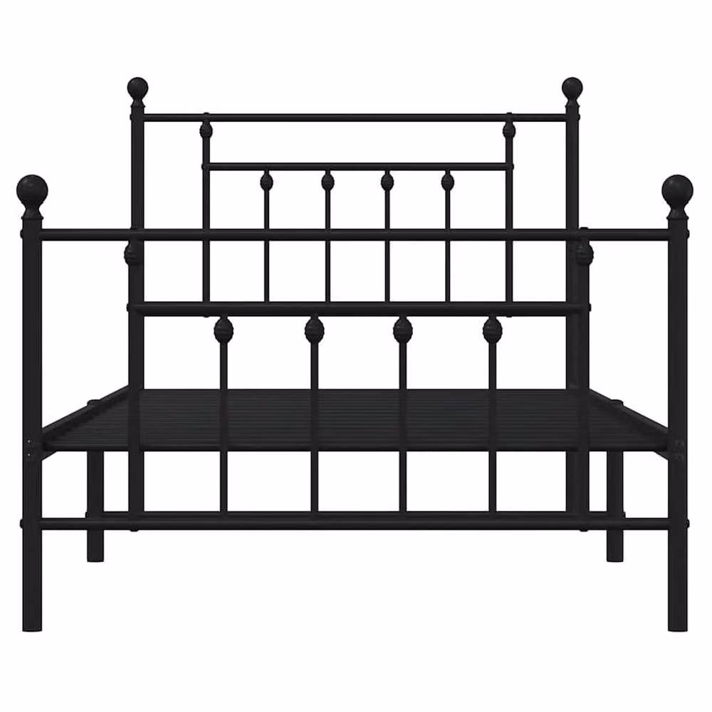 Berkfield Home Metal Bed Frame with Headboard and Footboard in Black, W/D/H: 100 x 200 cm – 3