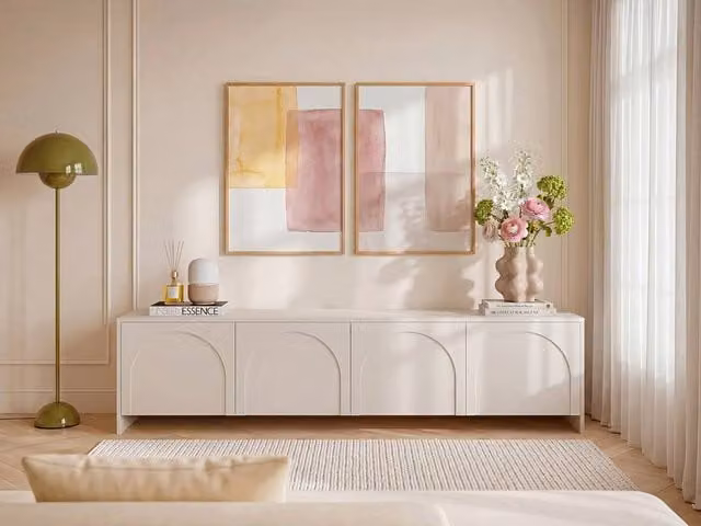 Maison Céphy Nalyra TV Unit with 4 Doors in Beige – 1