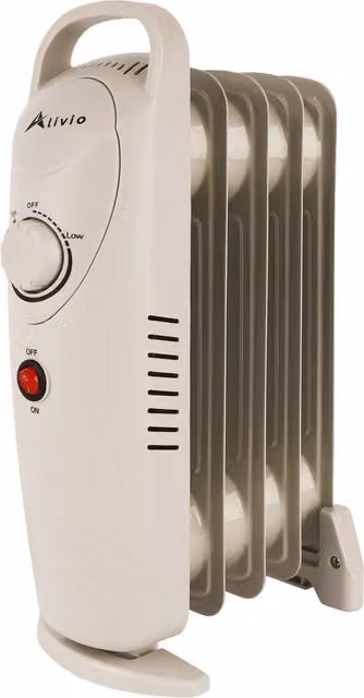 Alivio Black Freestanding Oil-Filled Radiator with Adjustable Thermostat and Overheat Protection