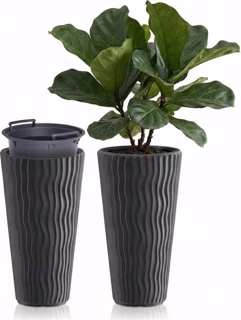 EONLION Grey Tall Plant Pots with Inserts – 1