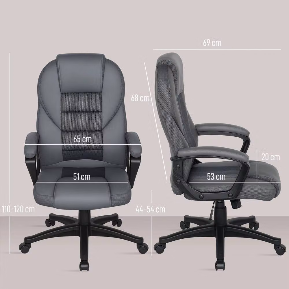 NESTLUNE Executive Office Chair in Grey with High Back, Headrest and Armrests – 2