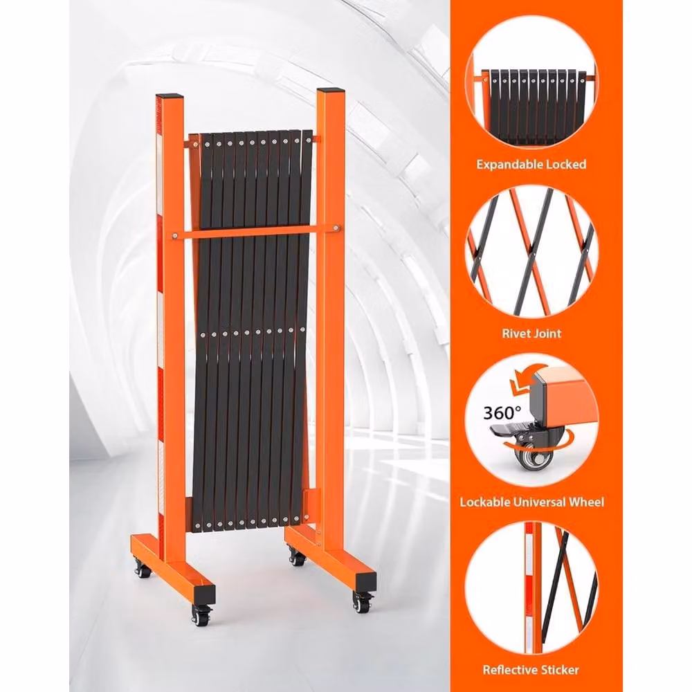 VOGREX Orange Expandable Aluminium Barricade Site Fence, 7m – 3