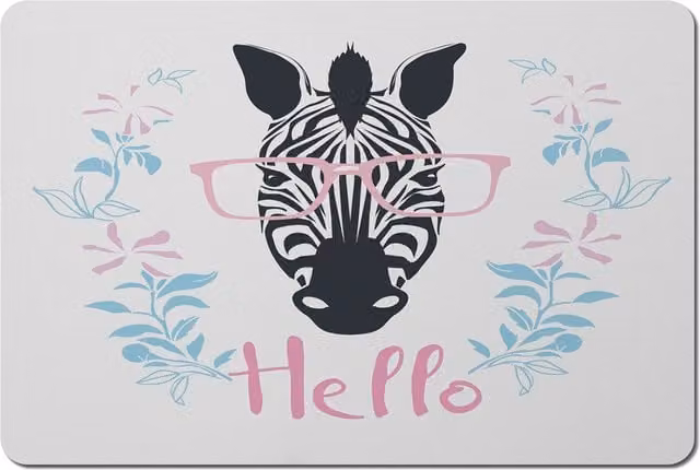 Hello Zebra Modern Graphic Placemat - Pink