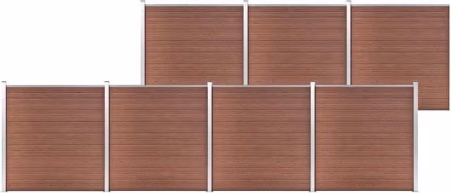 Berkfield Home Brown WPC and Aluminium Garden Fence, W: 1218 cm, H: 186 cm – 1