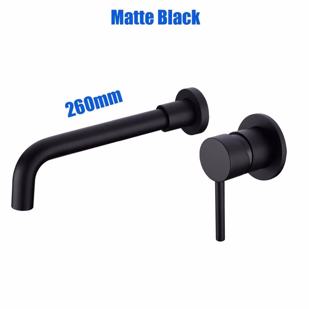Hinsinc Matt Black Wall Mounted Brass Basin Mixer Tap – 2