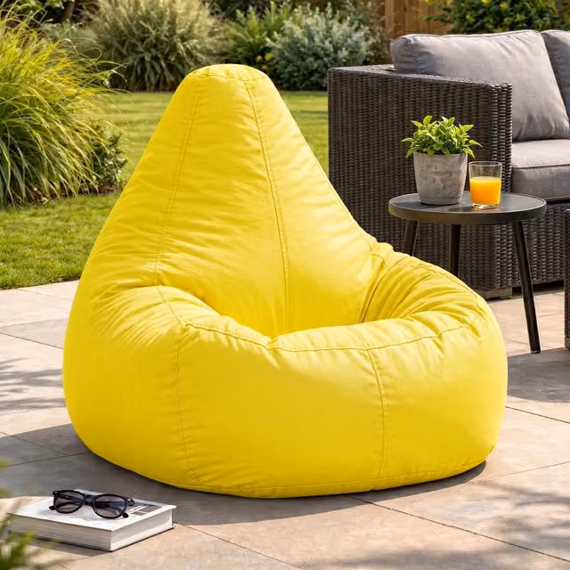 Bean Bag Bazaar Yellow Outdoor Bean Bag with Filling Included – 3