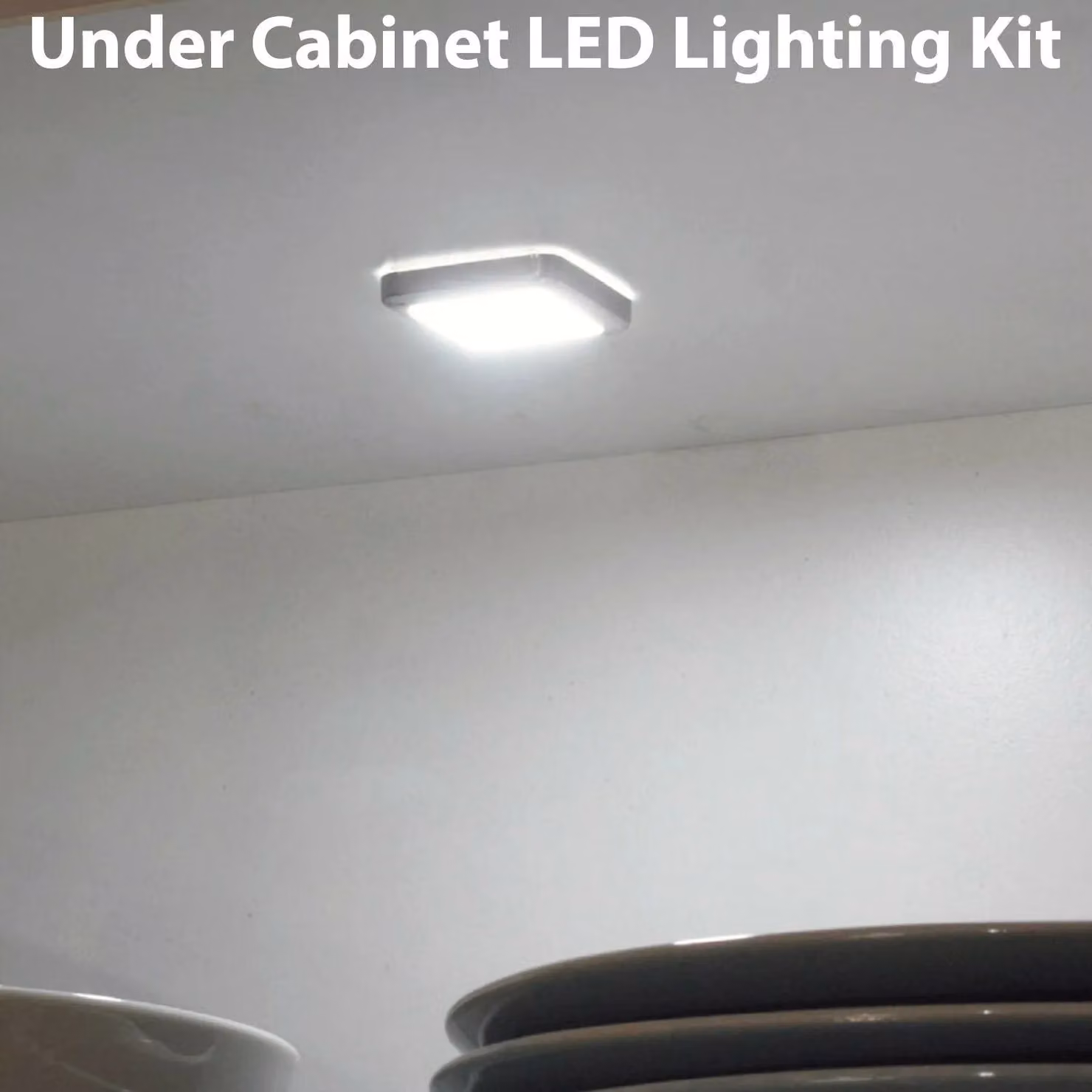 Loops Square LED Plinth Light Kit in Silver and White with Natural White Spotlights for Kitchen or Bathroom – 2
