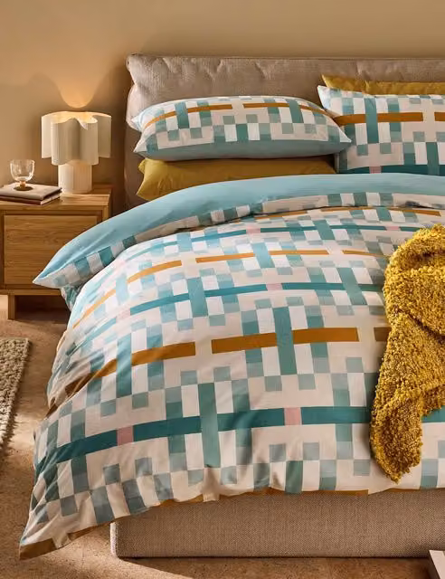 MADE Carys Pure Cotton Graphic Bedding Set, Green, 180 x 200 cm