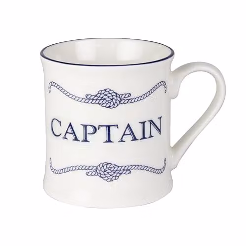 Nauticalia Bone China and Ceramic Crew Mug in White and Blue