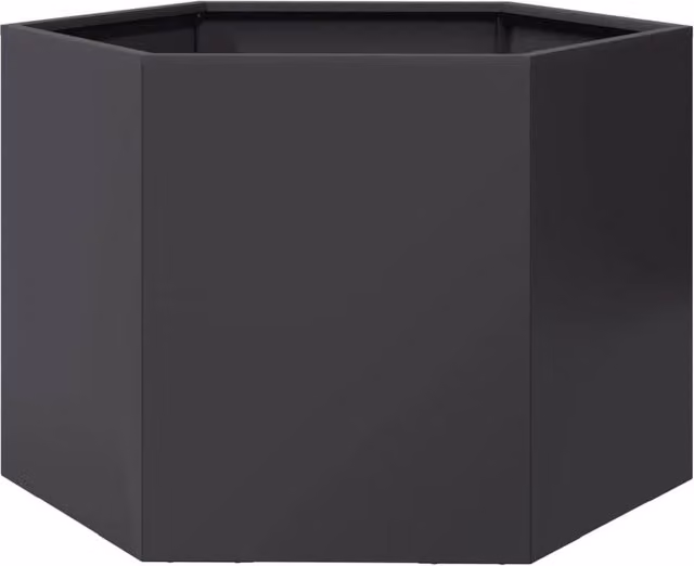 Berkfield Black Hexagon Steel Garden Planter W: 69 cm, D: 60 cm, H: 45 cm