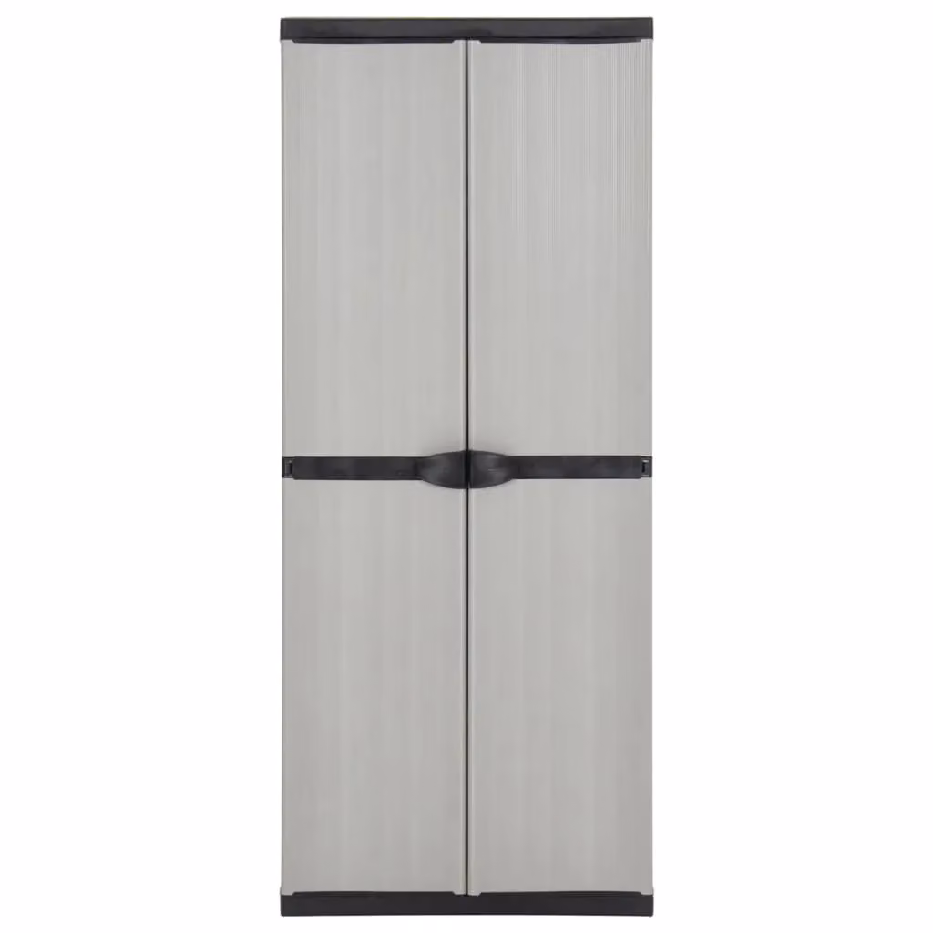 Berkfield Home Freestanding Garden Storage Cabinet with 3 Shelves and Hinged Doors, Grey and Black, W/D/H: 68 x 40 x 168 cm – 2