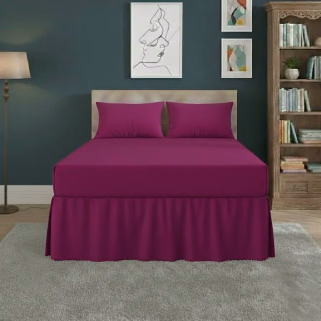Snug City Single Fitted Valance Bed Sheet with Frill in Fuchsia, Polycotton Mattress Cover, W/D/H: 90 x 200 cm