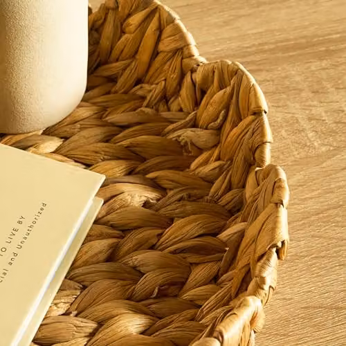 OHS Round Seagrass Woven Decorative Tray in Natural Beige, W: 30 cm, D: 30 cm, H: 6 cm – 2