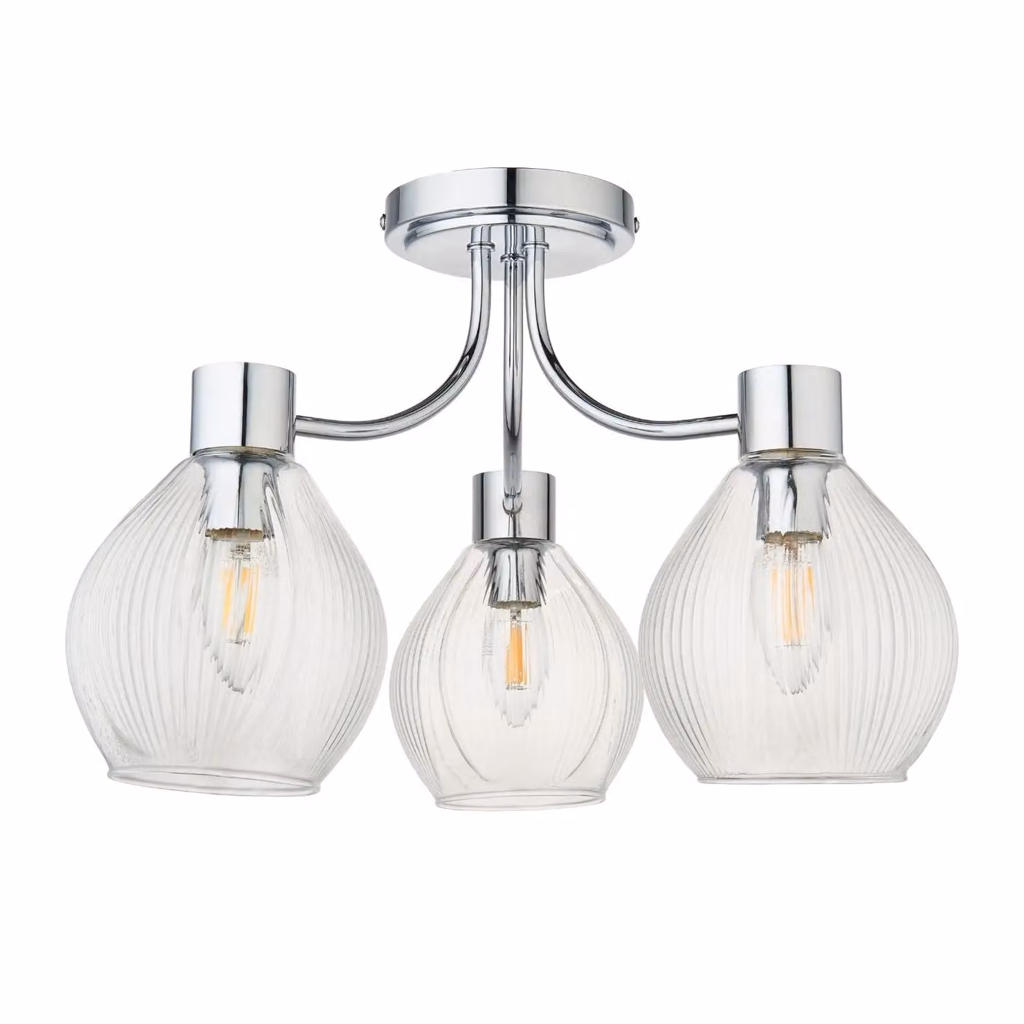 Pagazzi Hamilton 3 Light Semi Flush Ceiling Light in Polished Chrome and Silver – 3