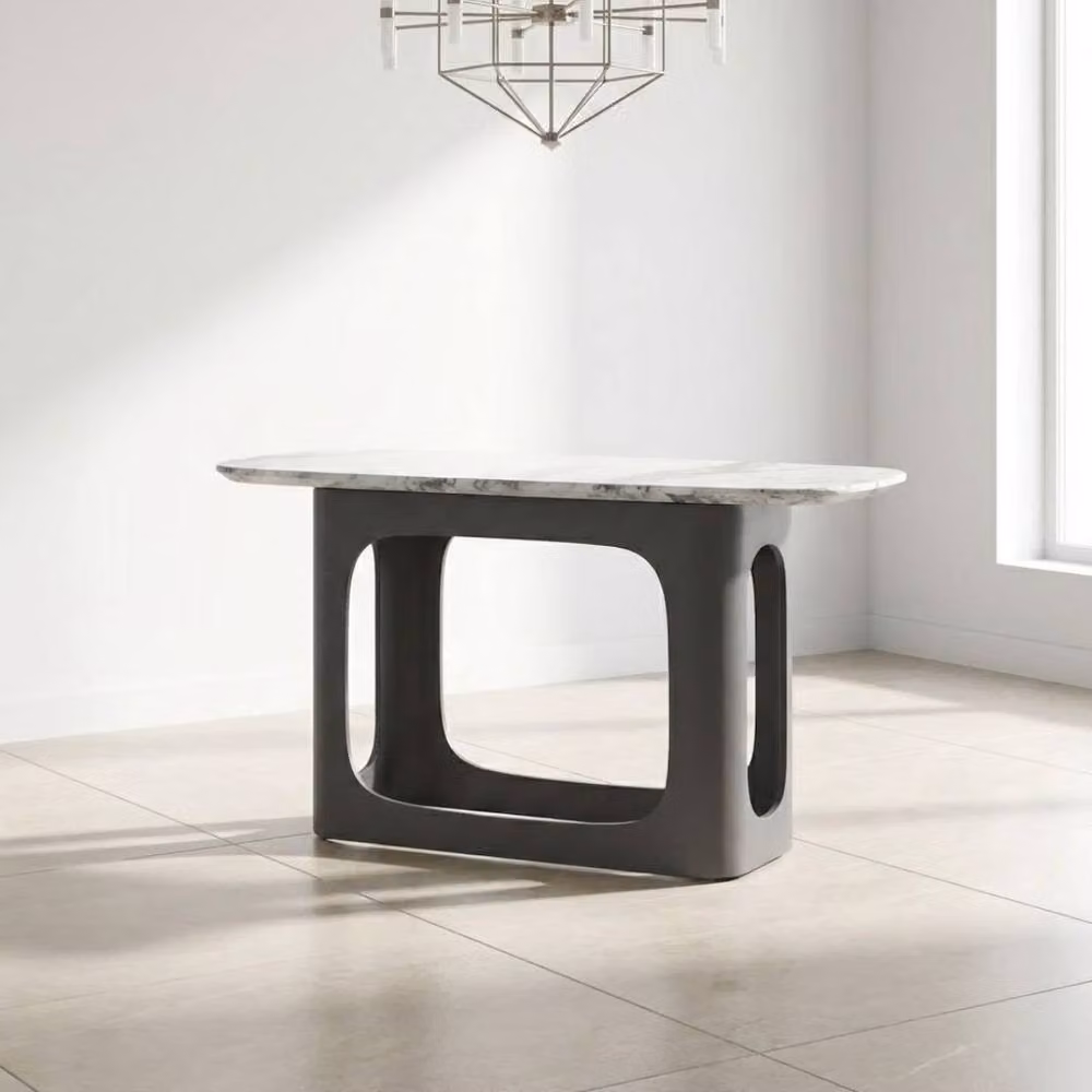 HOME LUXE INTERIOR Lina Grey Marble Console Table - Modern Stone Hallway Entryway Desk – 2