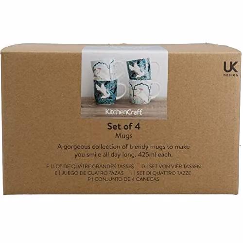 KitchenCraft Set of 4 Green Stoneware Coffee Mugs, 425ml each – 2