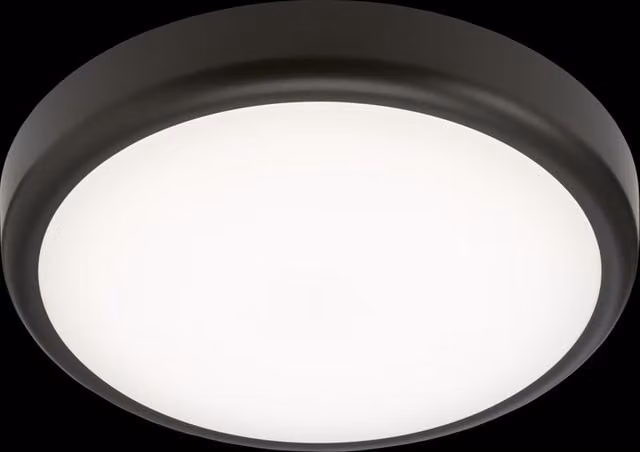 Netlighting CCT Adjustable LED Bulkhead with Black Trim, 14W, IP65, Round Surface Mount