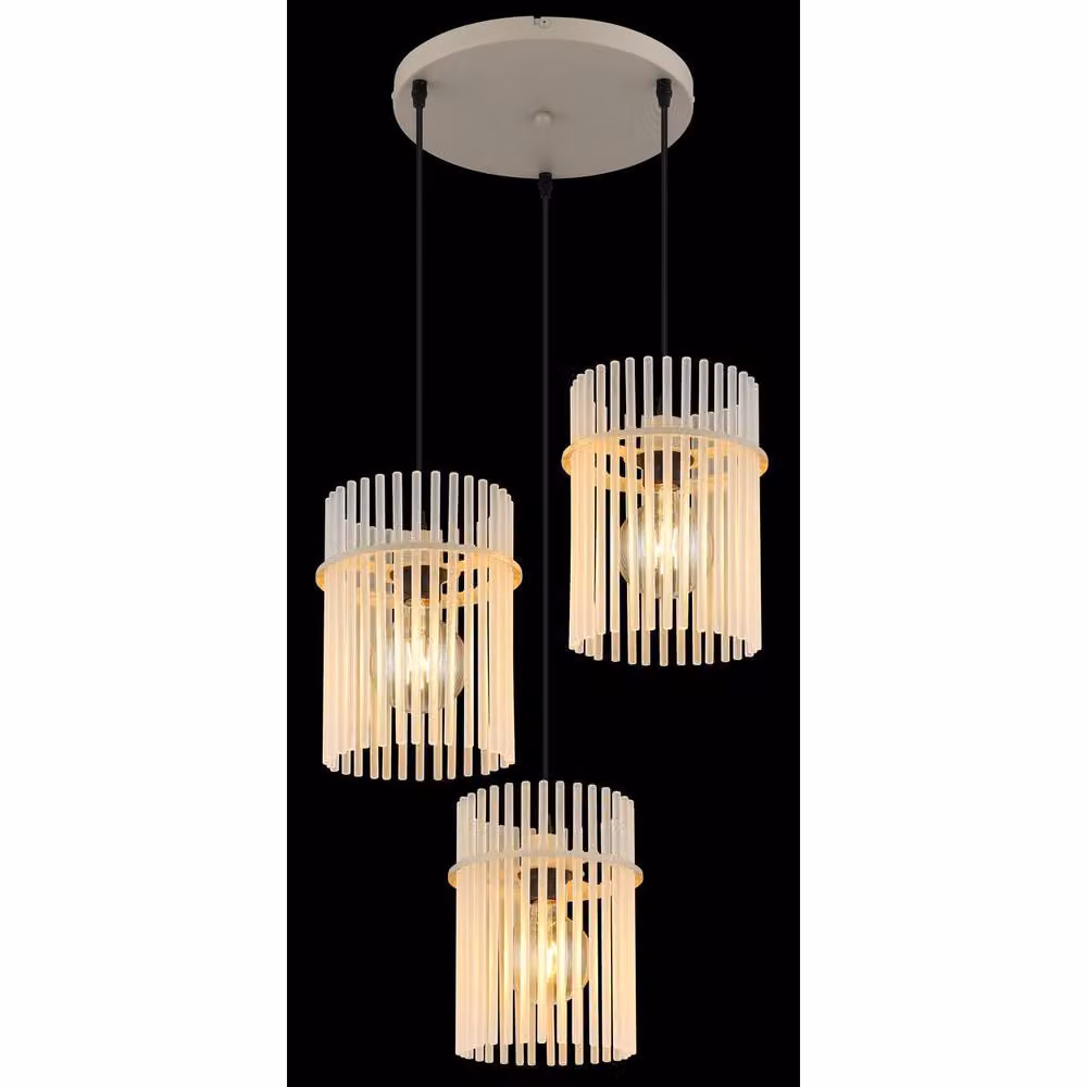Netlighting Gorley Cluster Pendant Light in Beige with Sand Glass Rods, Height-Adjustable, W/D/H: 47 x 47 x 140 cm – 5