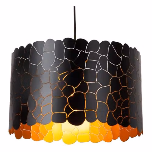 Lucide Almelo Pendant Light, Black and Gold/Brass, Diameter: 40 cm – 3