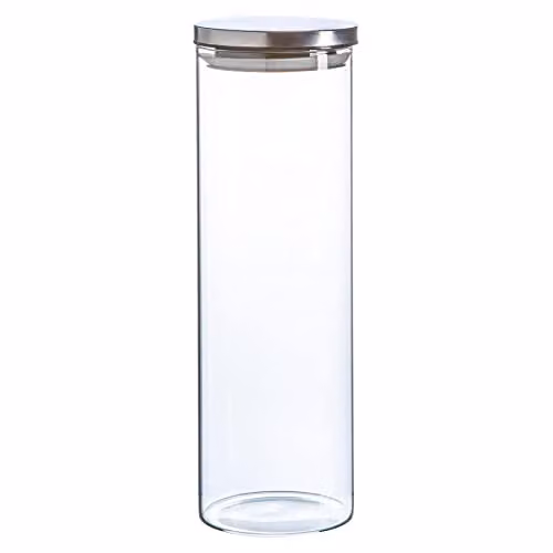 Argon Tableware Scandi Airtight Glass Storage Jar with Silver Metal Lid, 2 Litre – 1