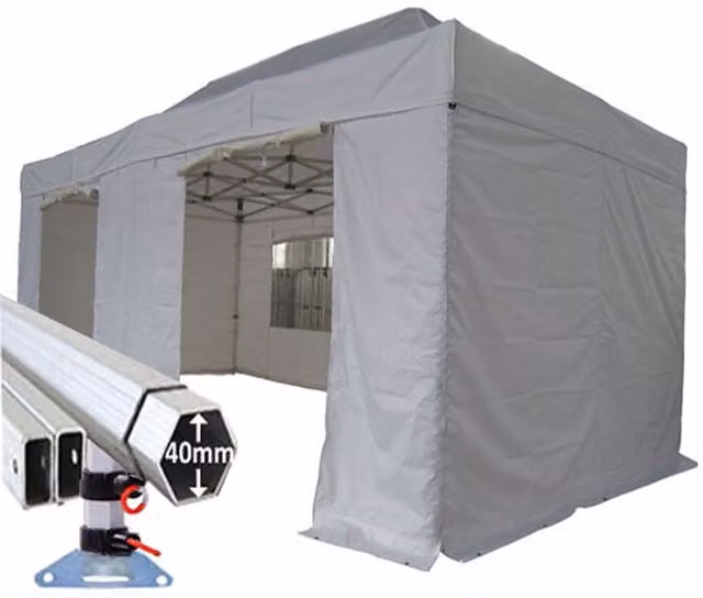 Crocodile Trading Ltd Extreme 40 Instant Pop Up Gazebo, White, W: 6 x D: 3 m, H: 3 m