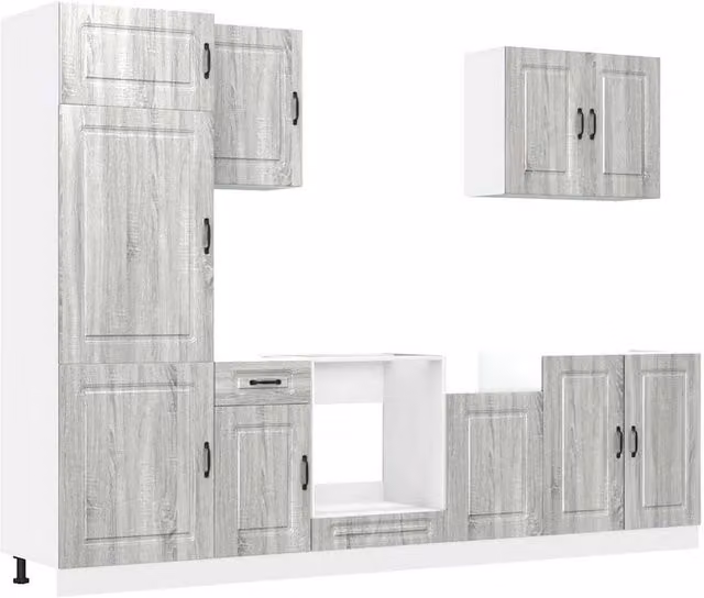 Berkfield Home Kalmar 7 Piece Modern Kitchen Cabinet Set in Grey Sonoma Engineered Wood
