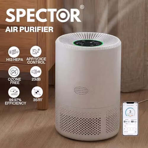Spector Smart HEPA H13 Air Purifier with App Control and Sleep Mode, White – 8