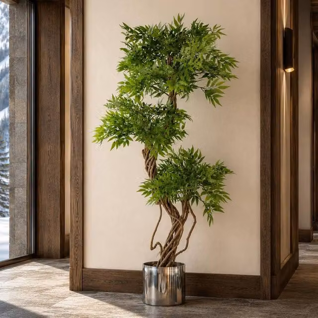 Leaf 140cm Artificial Japanese Fruticosa Ficus Tree in Green and Silver – 1