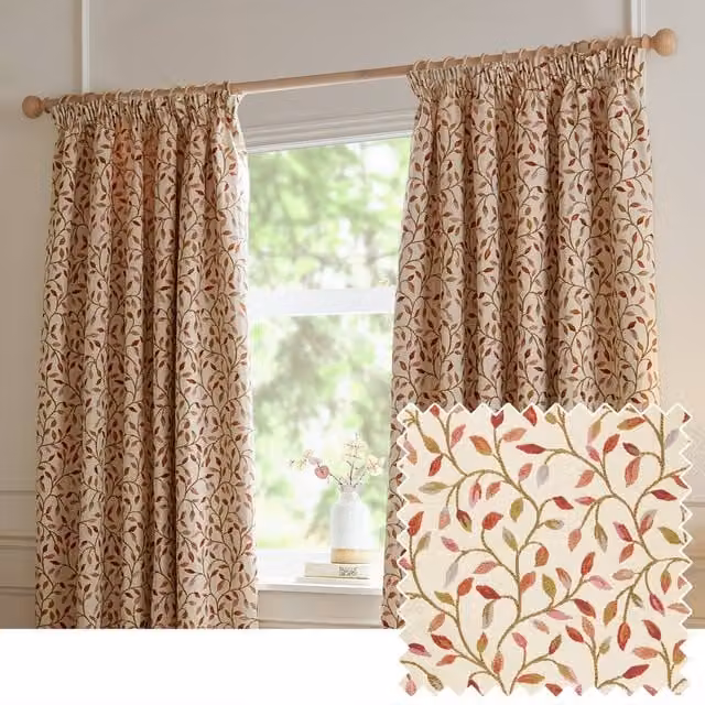 Voyage Maison Cervino Jacquard Pencil Pleat Curtain Pair in Beige, Width: 168 cm, Drop: 137 cm