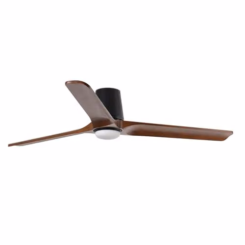 Faro Heywood Tub LED Ceiling Fan in Matt Black and Walnut, Diameter: 132 cm