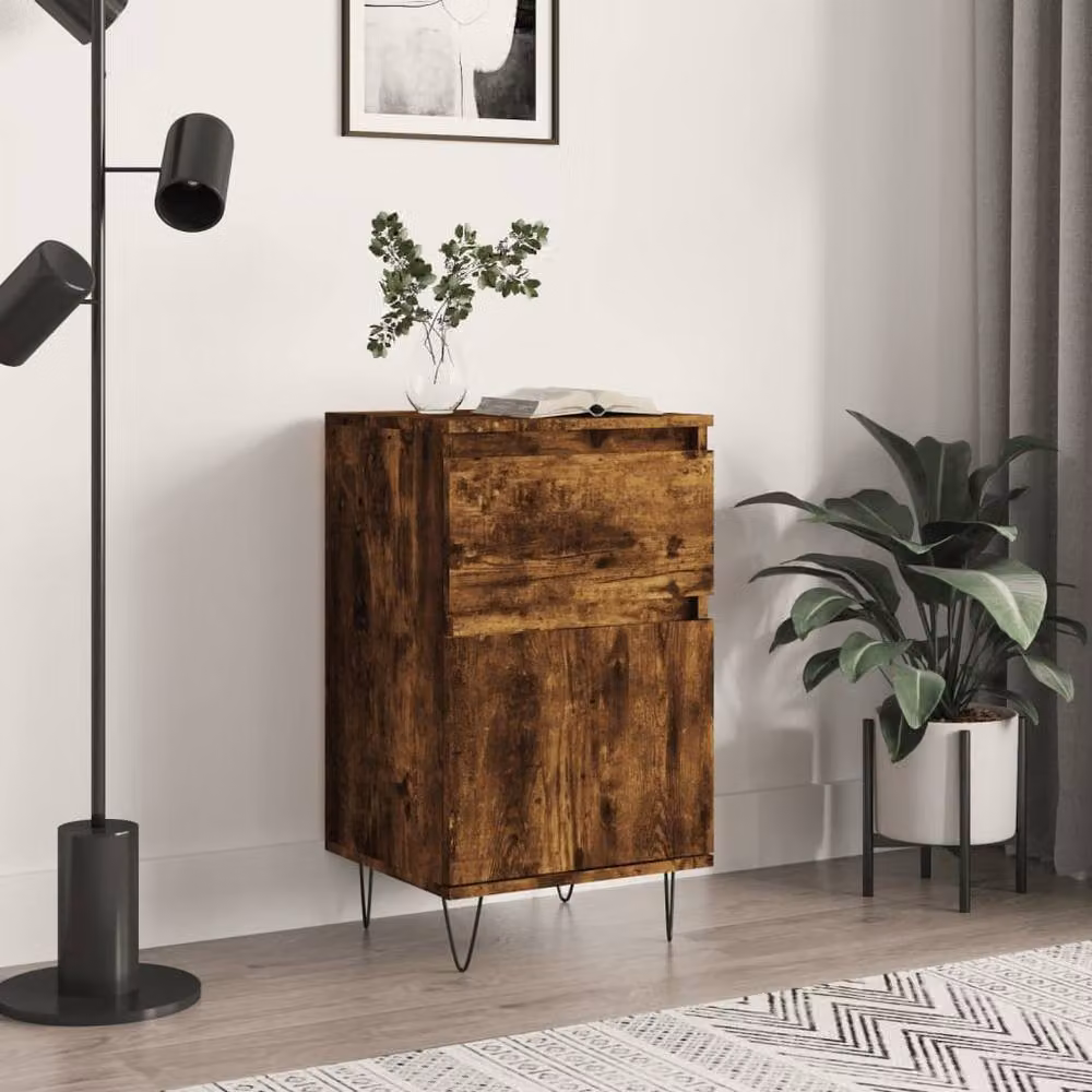Berkfield Home Smoked Oak Sideboard in Brown, W/D/H: 40 x 35 x 70 cm – 2