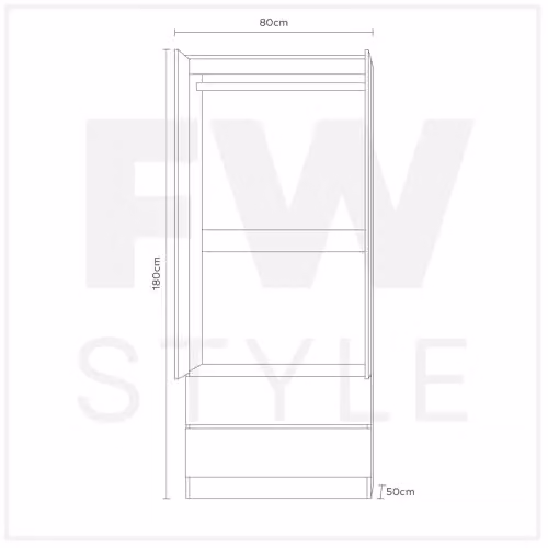 FWStyle Stora Matt Grey 2 Door 2 Drawer Combination Wardrobe H 180 x W 80 x D 50 cm – 3