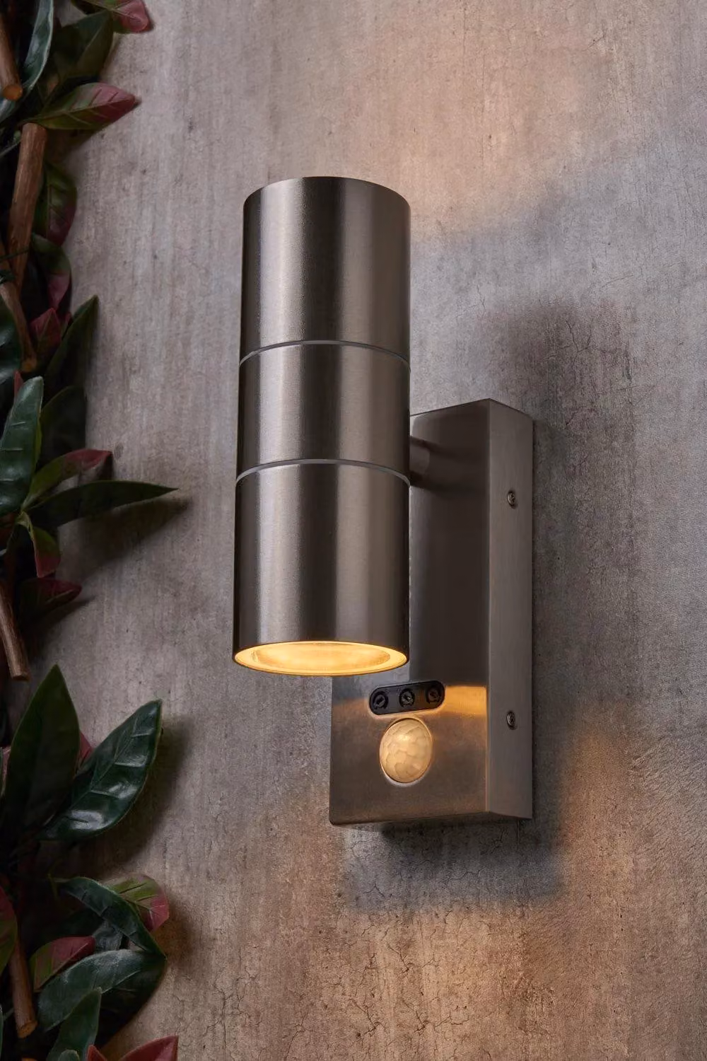BHS Lighting Jared Stainless Steel Outdoor Wall Light with Motion Sensor in Metallic Silver – 2