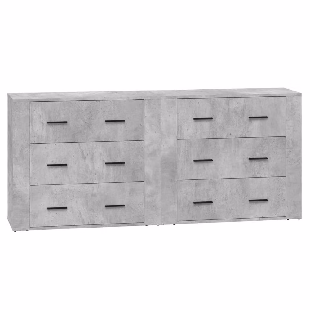 Berkfield Home Set of 2 Sideboards in Concrete Grey Engineered Wood – 2
