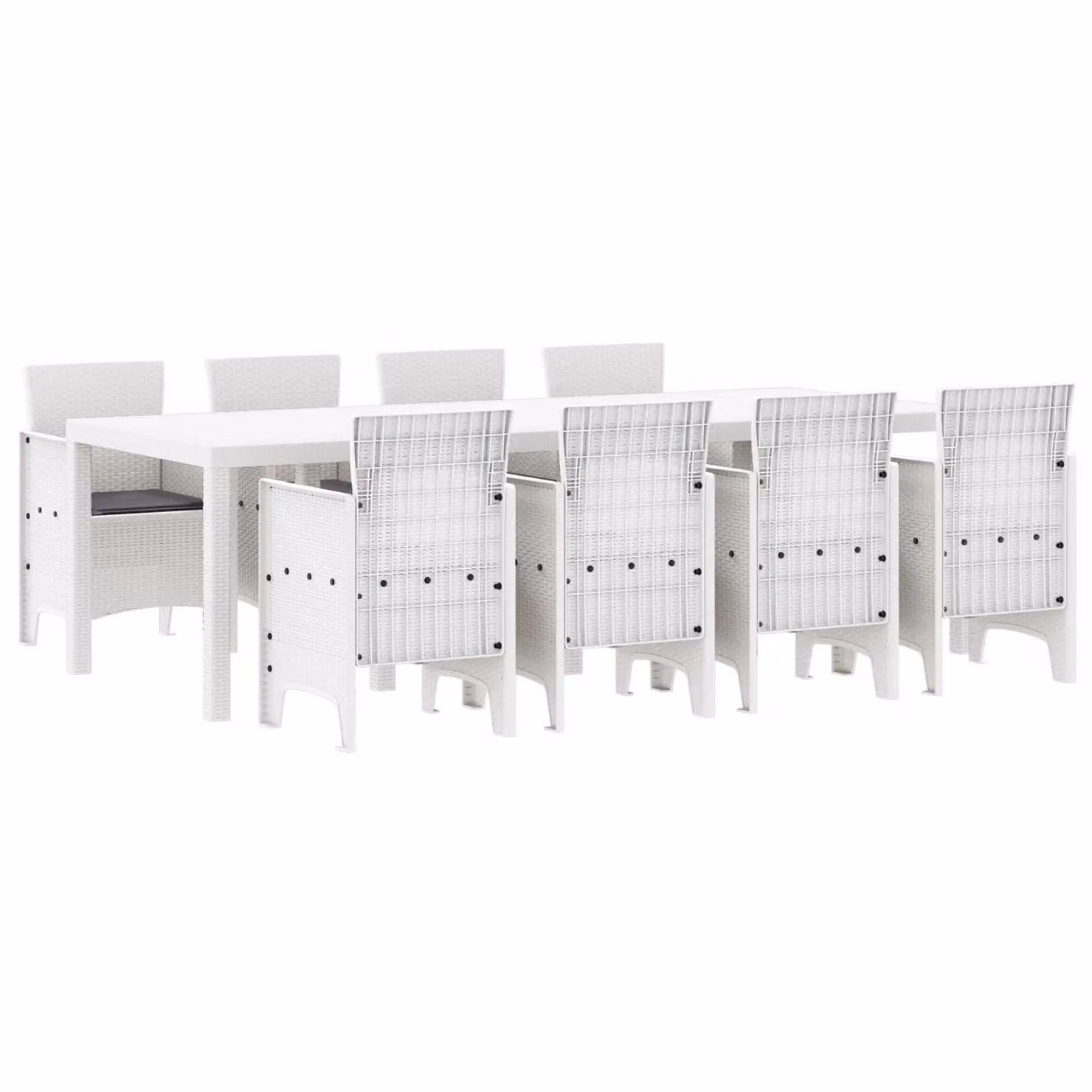 Berkfield Home 9-Piece White Rattan and Metal Garden Dining Set – 2