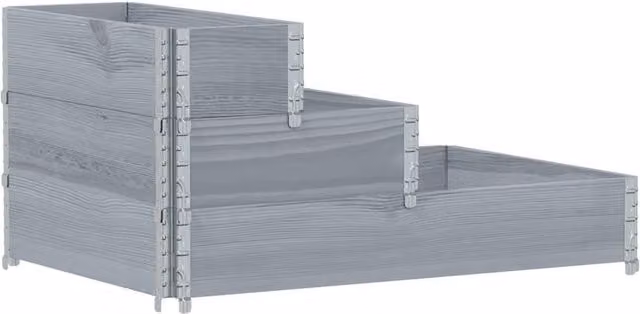 Berkfield Home 3-Tier Raised Bed in Grey Solid Wood and Galvanised Steel, W: 120 cm, D: 80 cm, H: 60.5 cm