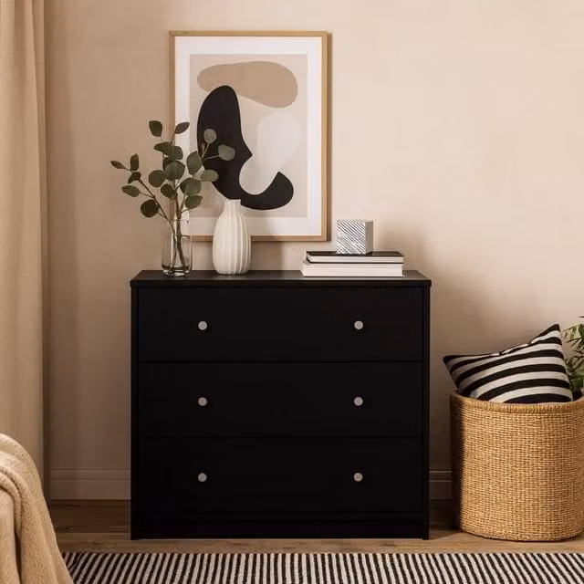Wyld Haus Tainan Black 3 Drawer Chest