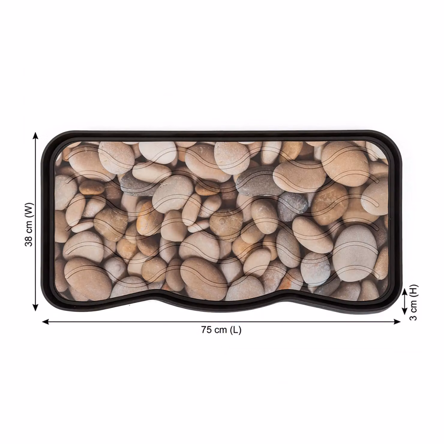 Nicoman Heavy Duty Rubber Boot Tray in Natural Stones, W: 75 cm, D: 40 cm – 2
