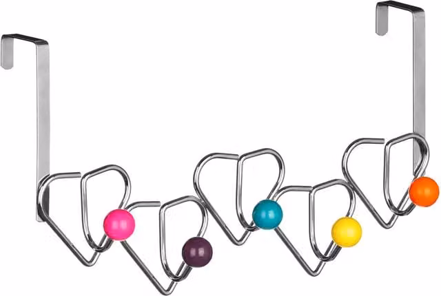 Orsina Multi Colour Heart Design Over Door Hanger in Silver