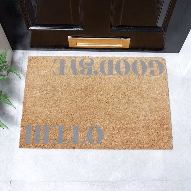 Artsy Mats Grey Hello Goodbye Mirrored Doormat, W/D: 60 x 40 cm