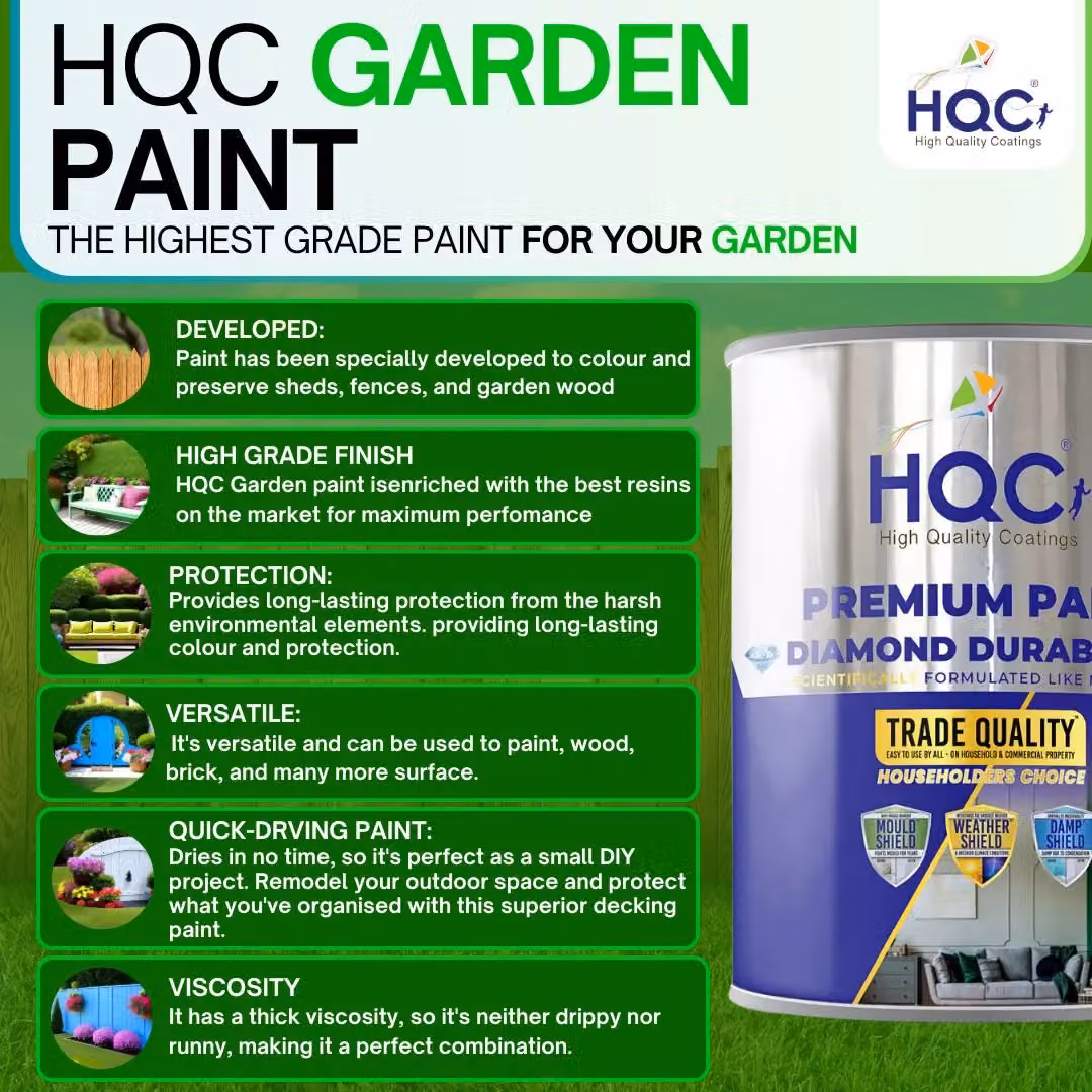 HQC PAINTS Shed and Fence Wood Paint, Light Grey, 10 l – 5