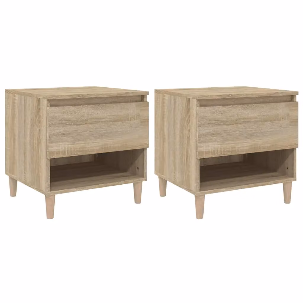 Berkfield Home Set of 2 Sonoma Oak Bedside Tables in Brown, W/D/H: 50 x 46 x 50 cm – 1