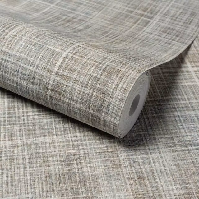 Grandeco Blue Brushed Check Fabric Effect Textured Wallpaper, 1 Roll