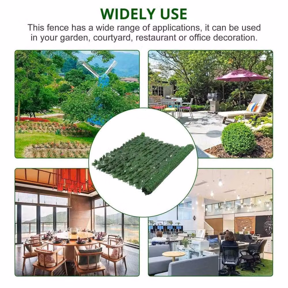 FLAVORA Green Artificial Ivy Leaf Hedge Privacy Screen, W/H: 100 x 100 cm – 3