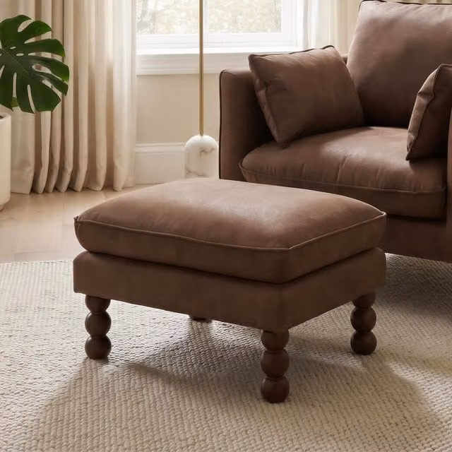 Furniturebox UK Monroe Faux Leather Footstool - Brown
