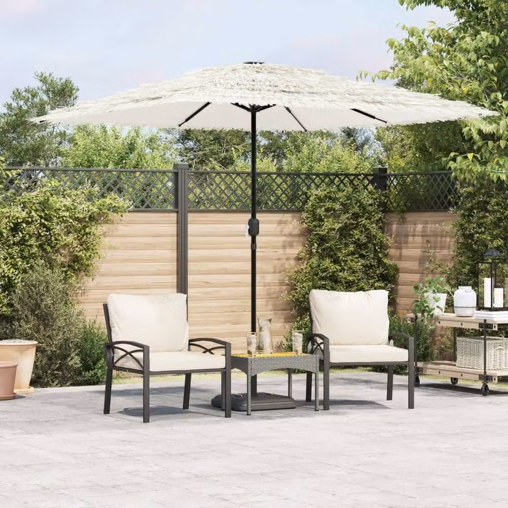 Berkfield Home Durable Garden Parasol with Steel Pole and Polyester Canopy, White, W/D/H: 248 x 248 x 248 cm – 2