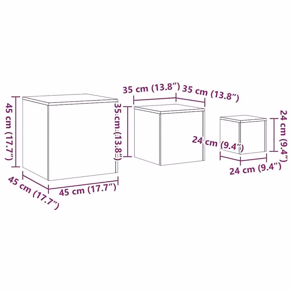 Berkfield Home Set of 3 Nesting Side Tables in Grey Sonoma Matt MDF – 2