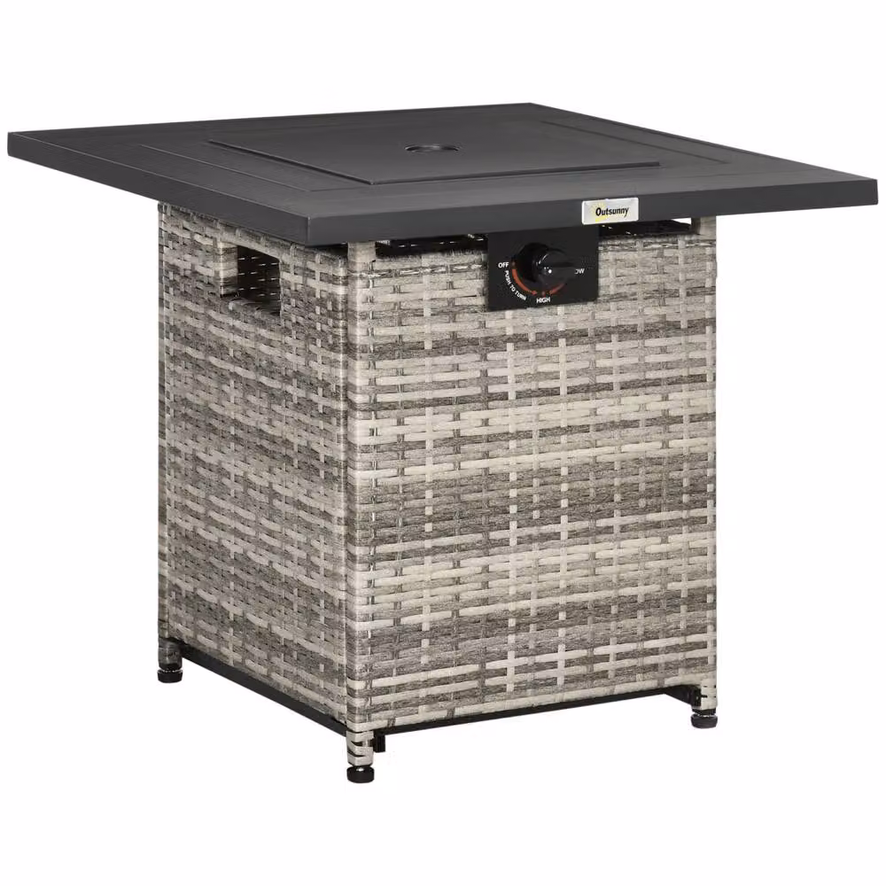 Wyld Haus Ratalli Grey Rattan Square Gas Fire Pit Table with Mesh Guard W/D/H: 71 x 63 x 71 cm – 2